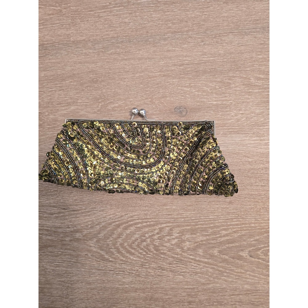 Sparkling Sequin Clutch Evening Bag‎ Metallic Silver Chain Strap Formal Party